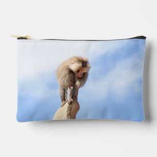 Baboon monkey on top of a mountain accessory pouch