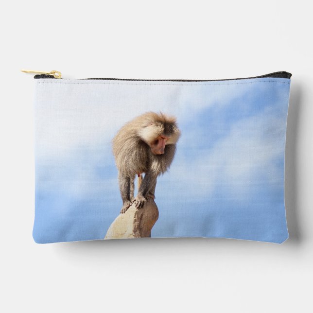 Baboon monkey on top of a mountain accessory pouch (Front)
