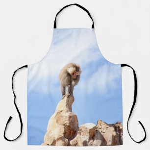 Baboon monkey on top of a mountain apron