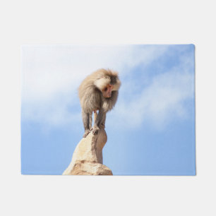 Baboon monkey on top of a mountain doormat