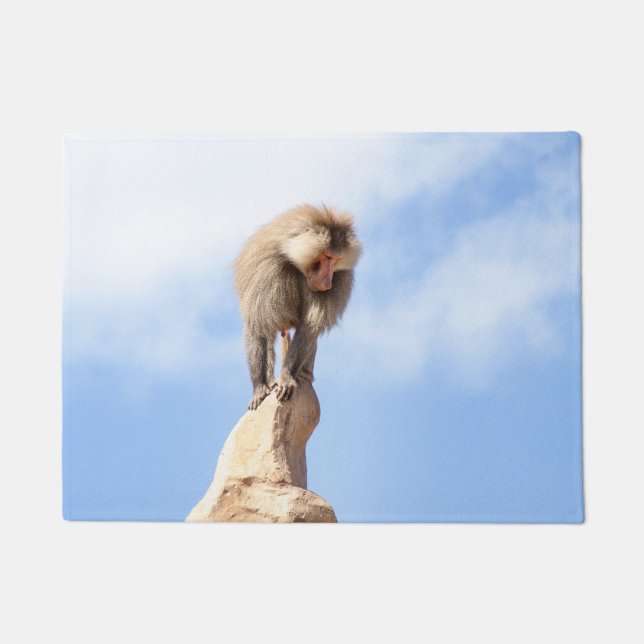 Baboon monkey on top of a mountain doormat (Front)