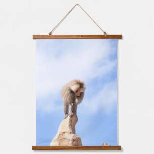 Baboon monkey on top of a mountain hanging tapestry