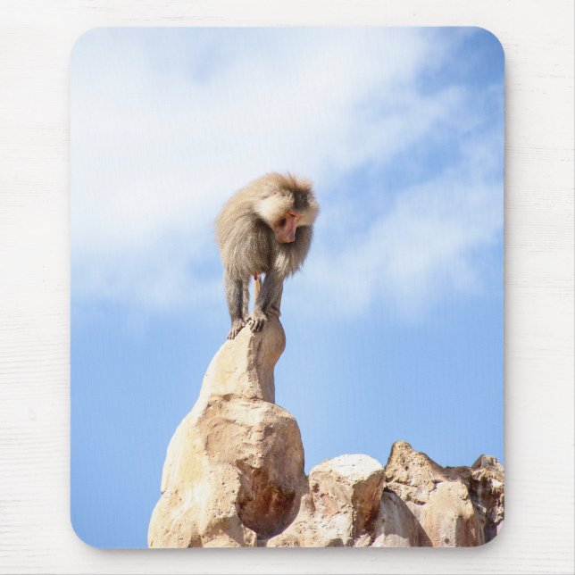 Baboon monkey on top of a mountain mouse mat (Front)