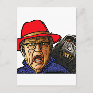 Baboon monkey scares English old man Postcard