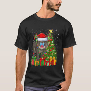Baboon Xmas Tree Lighting Santa Hat Baboon Christm T-Shirt