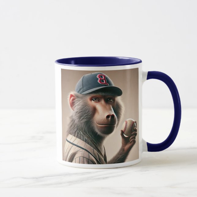 Babouin baseball player with cap. mug (Right)