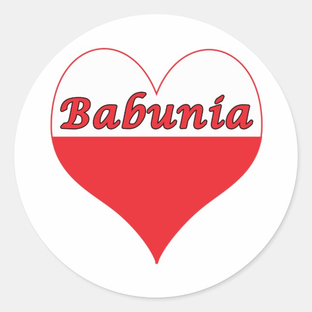 Babunia Polish Heart Classic Round Sticker (Front)