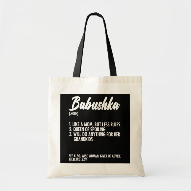 Babushka Definition Grandmother Mother Russian Tote Bag (Front)