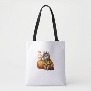Babushka Halloween Cat Pumpkin  Tote Bag