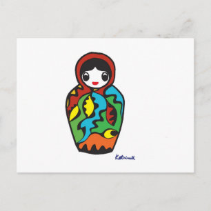 Babushka - Matryoshka Holiday Postcard