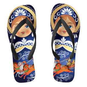 Babushka Matryoshka Russian Doll Flip Flops
