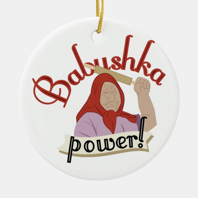 Babushka Power Ceramic Tree Decoration (Front)