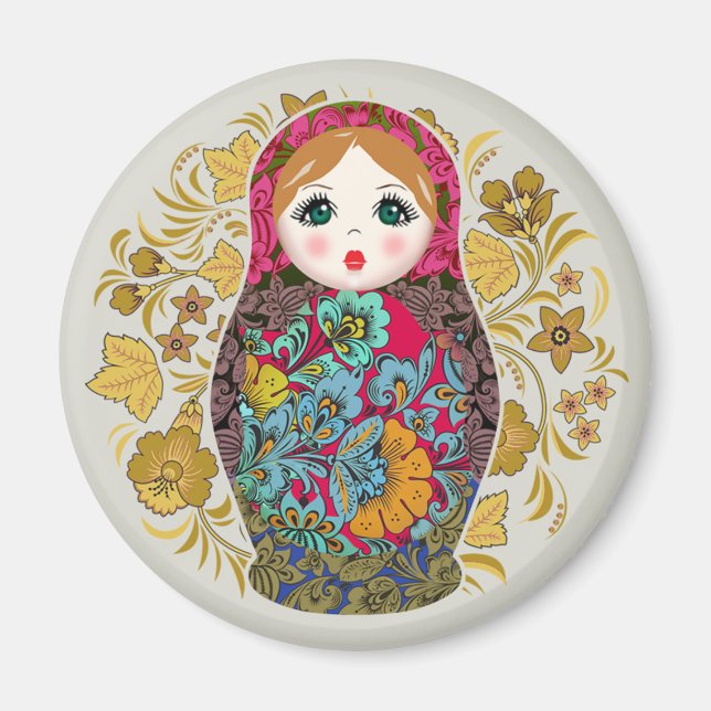 Babushka Russian Nesting Dolls Matrioshka Magnet (Front)