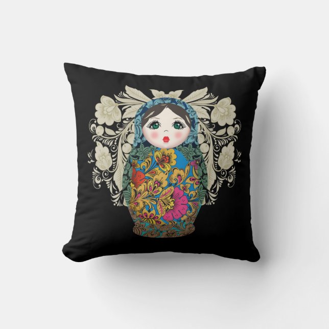 Babushka Russian Nesting Dolls, Throw Pillow (Front)