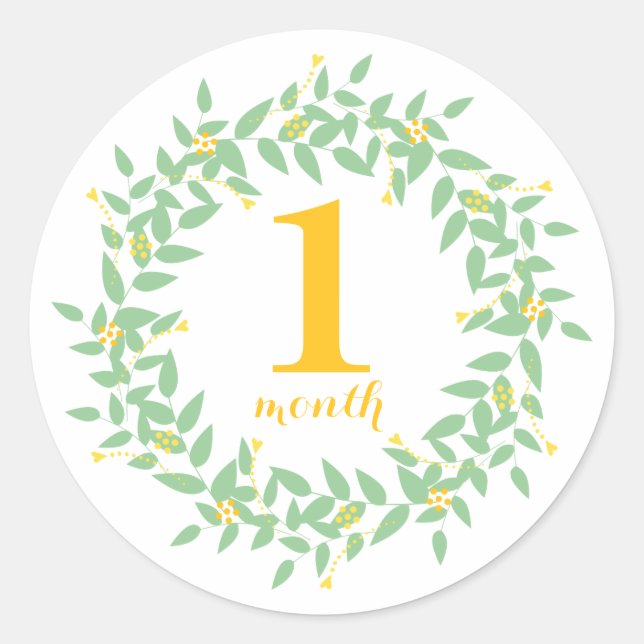 Baby 1 Month Classic Round Sticker, Glossy Sticker (Front)
