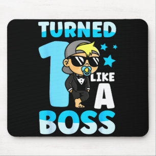 Baby 1st Birthday Boy Girl 1 Year Like A Boss Kids Mouse Mat