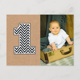Baby 1st Birthday Chevron Thanks Photo Postcard