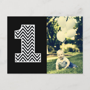 Baby 1st Birthday Chevron Thanks Photo Postcard