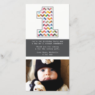 Baby 1st Birthday Number 1 Thank You Photo Card