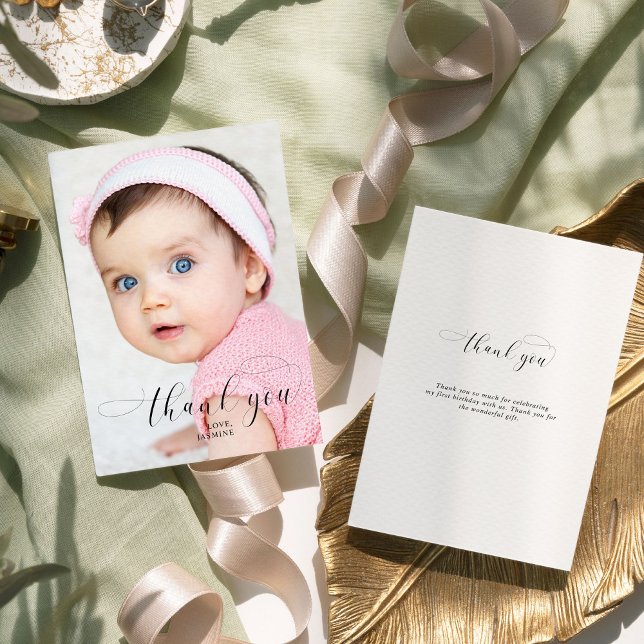 Baby 1st Birthday Thank you Elegant Script Swashes (Creator Uploaded)