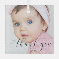 Baby 1st Birthday Thank you Elegant Script Swashes