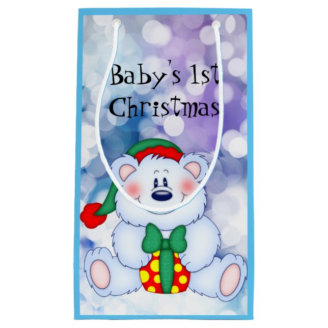 Baby 1st Christmas (Boy) Small Gift Bag (Front)