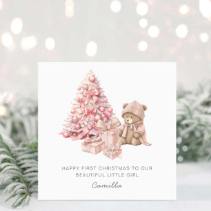 Baby 1st Christmas Cute Teddy Bear  Holiday Card