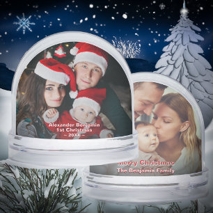 Baby 1st Christmas Family Mum Dad Photo Custom Snowglobe