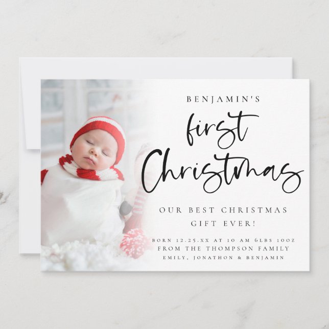 Baby 1st Christmas Photo Birth Announce Announcement (Front)