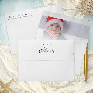 Baby 1st Christmas Photo Overlay Return Address Envelope