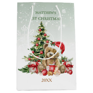 Baby 1st Christmas Teddy Bear Medium Gift Bag