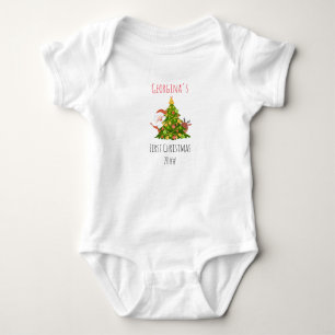 Baby 1st Christmas Tree Personalised Santa Bodysuit