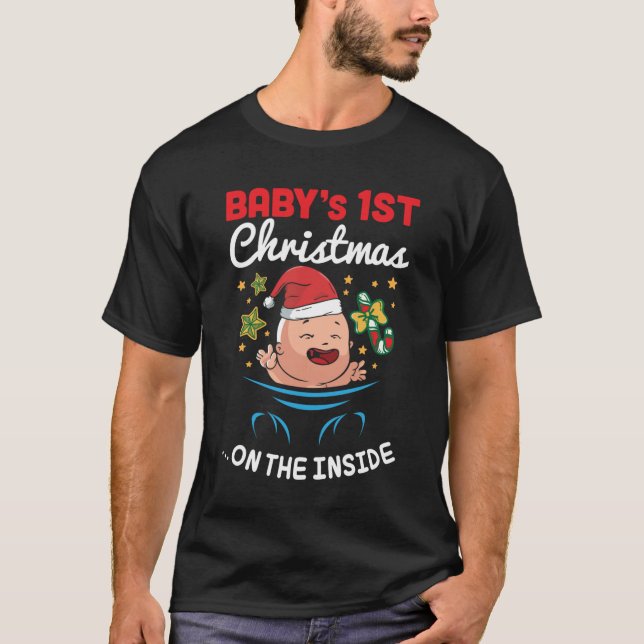 Baby 1st First Christmas On The Inside Pregnancy T T-Shirt (Front)