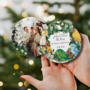 Baby 1st First Christmas Tropical Exotic Parrots Ceramic Tree Decoration