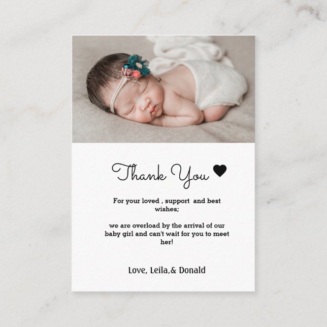 Baby 2 photo Birth Announcement card |Newborn card (Back)