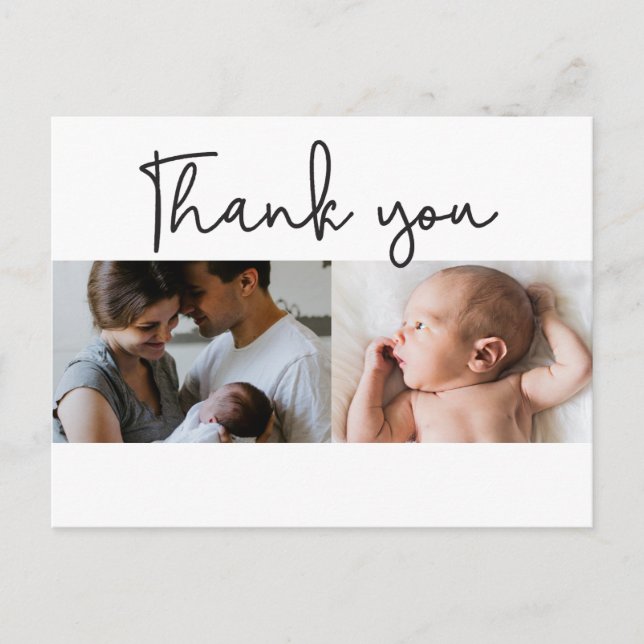 Baby 2 photo family Birth Announcement Thank you (Front)