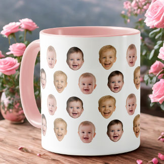 Baby 3 Photo Face Mug, Personalized Gift Mug