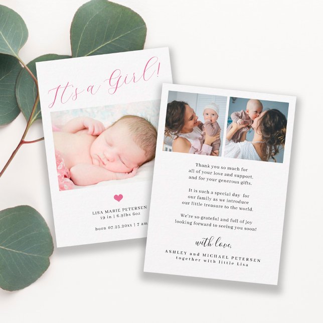 Baby 3 photo script baby girl birth announcement (Creator Uploaded)