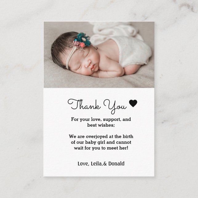 Baby 4 photo Birth Announcement card|New Baby card (Back)