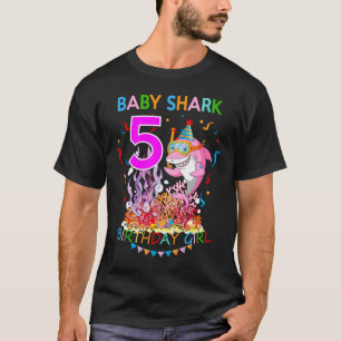 Baby 5 Year Old Shark Birthday Girl T-Shirt