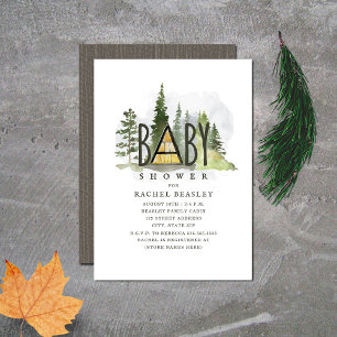Baby A Frame Rustic Woodland Cabin Invitation