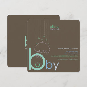 Baby "a" in B Belly Blue Whimsical Boy Baby Shower Invitation