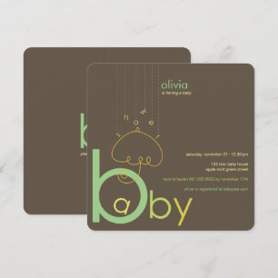 Baby a in B Belly Green Whimsical Chic Baby Shower Invitation