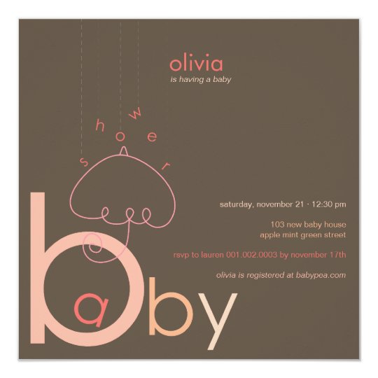 Baby "a" in B Girl Pink Cute Baby Shower Invite