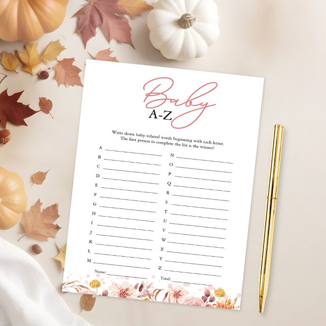 Baby A-Z Game Fall Baby Shower Invitation (Creator Uploaded)