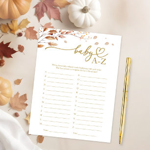Baby A-Z Game Fall Baby Shower Invitation
