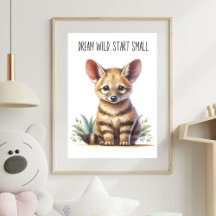 Baby Aardwolf Nursery Wall Art – Safari Animal Pri