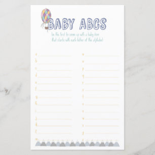 Baby ABC Adventure Baby Shower Game