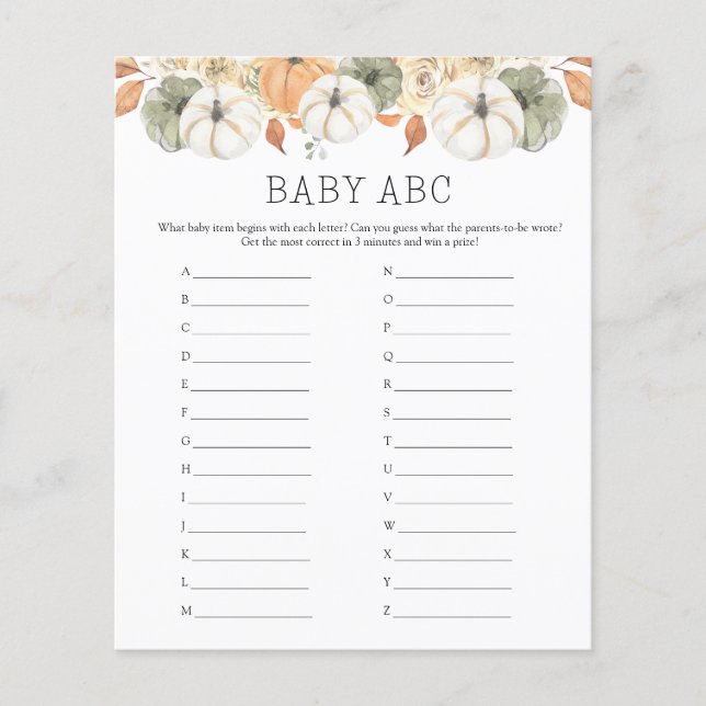 Baby ABC Baby Shower Game  (Front)
