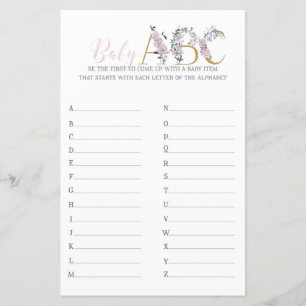 Baby ABC Botanical Dreams Baby Shower Game